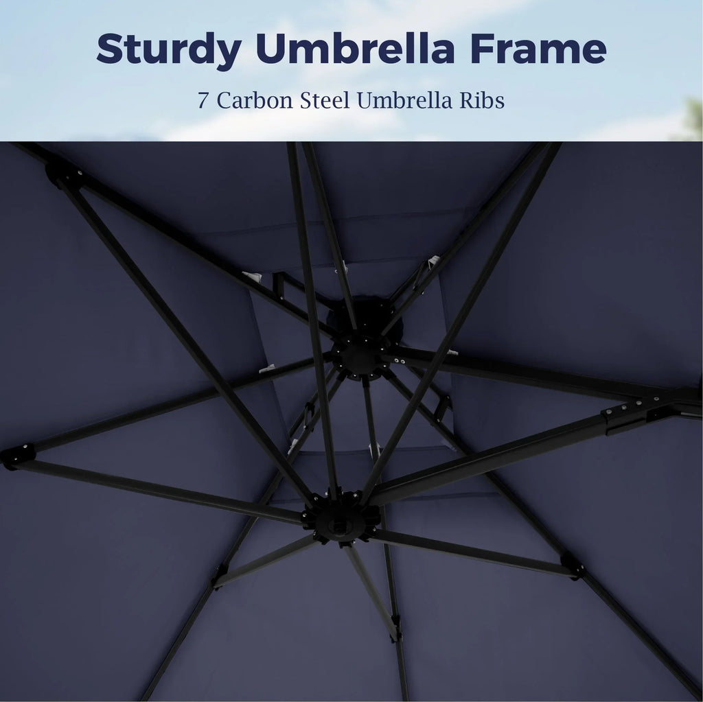 Alpha Joy 12x9ft Outdoor Patio Umbrella Large Rectangle Offset Cantilever Double Umbrella with 360°Rotation, Beige