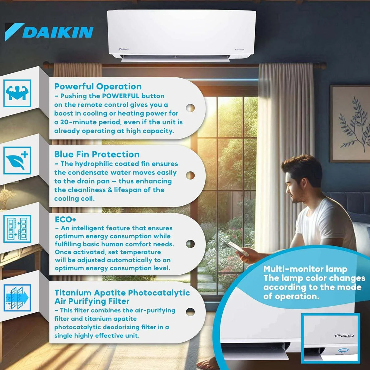 Daikin 12000 BTU 18 SEER2 Entra Series Ductless Mini-Split Air Conditioner - R32