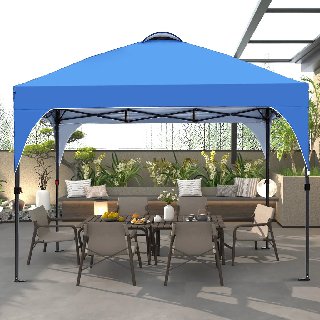 Ainfox 8'x8' Pop Up Canopy Tent, Easy-Setup Gazebo, Outdoor Canopy with 3 Adjustable Heights for Events, Parties, Camping, Blue
