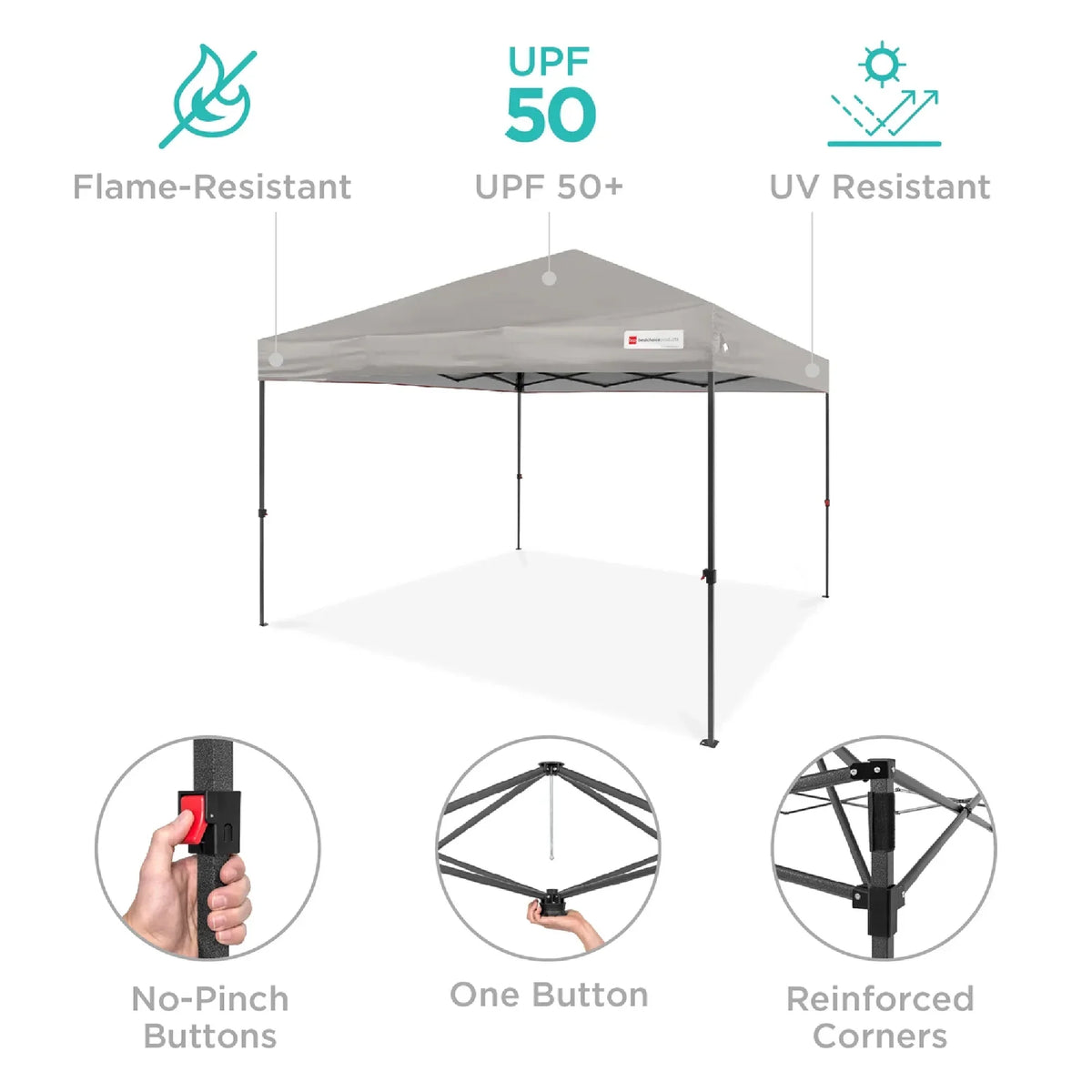 Best Choice Products 12x12ft Easy Setup Pop Up Canopy w/ 1-Button Setup, Wheeled Case, 4 Weight Bags - Navy Blue