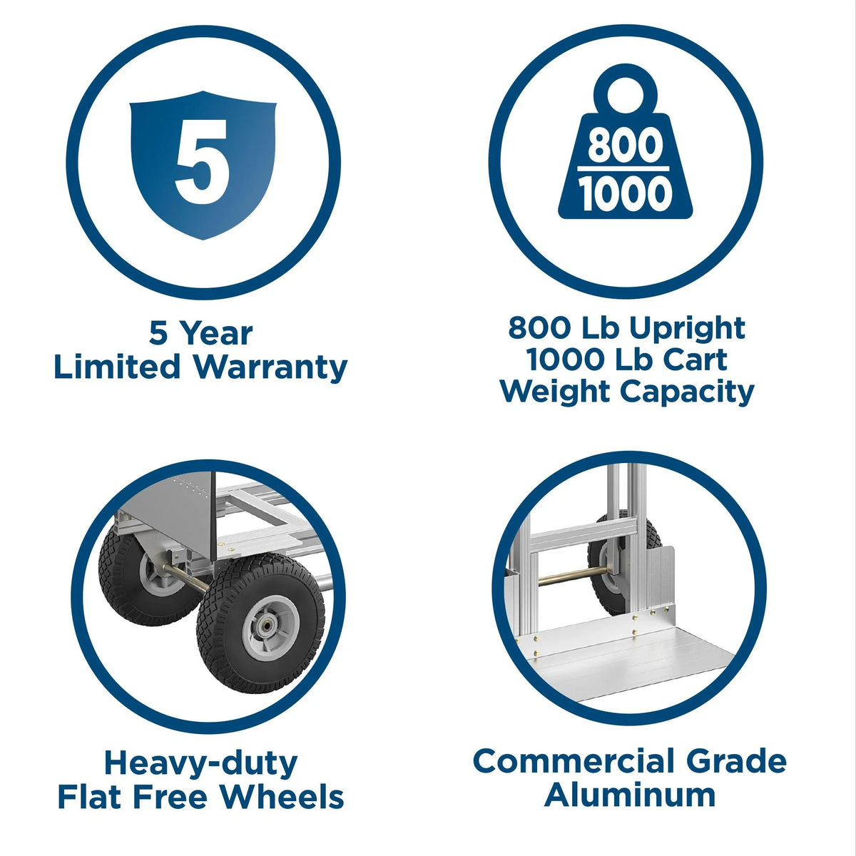 Cosco 3-in-1 Assist Series Aluminum Hand Truck/Assisted Hand Truck/Cart w/ flat free wheels, Silver