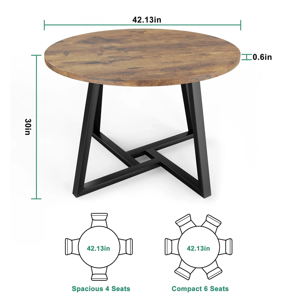 Anyact 42 Inch Rustic Round Dining Table, Circle Dining Table for Dining Room, Home(Only Table)