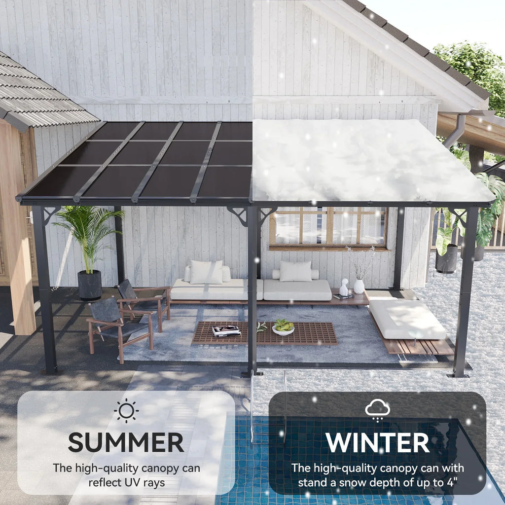 Aoxun 8' x 5' Gazebo for Patio, Gazebo Pergola with Sloped Roof, Grill Gazebo Large Wall-Mounted Heavy Duty Awnings, for Backyard, Deck, Patio