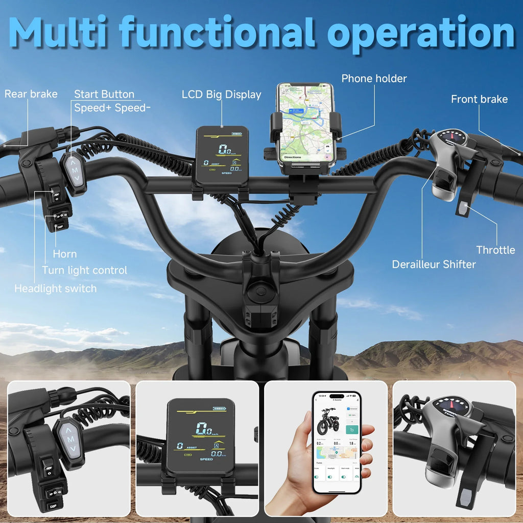 AOVOPRO AP20 Electric Bike for Adults 20 X 4.0 Fat Tire, 750W Off-Road E Bike, E-Mountain Bike 48V 15.6AH UL2849