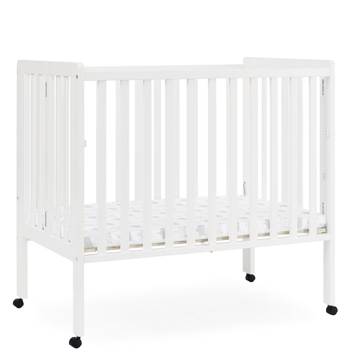 Delta Children Lee Portable Folding Mini Crib with 1.5-Inch Mattress - Greenguard Gold Certified, Bianca White