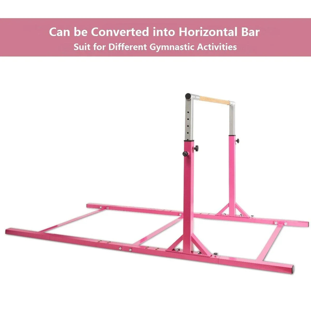 Costway Kids Gymnastics Parallel Bars Double Horizontal Bars Adjustable Width Height