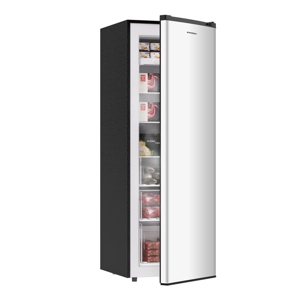 BANGSON Upright Freezer, 7.0 Cu.ft Freestanding Freezer, Convertible Upright Freezer/Refrigerator, Single Door for Kitchen, Office, Apartment, Silver