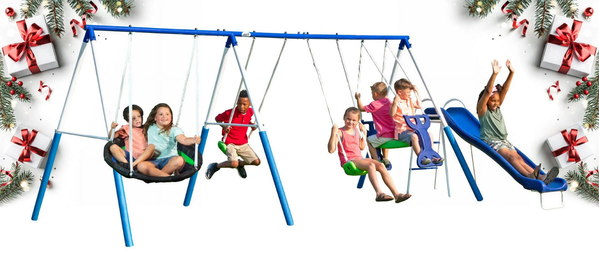 XDP Recreation All Star Playground Metal Swing Set for up to 7 Children