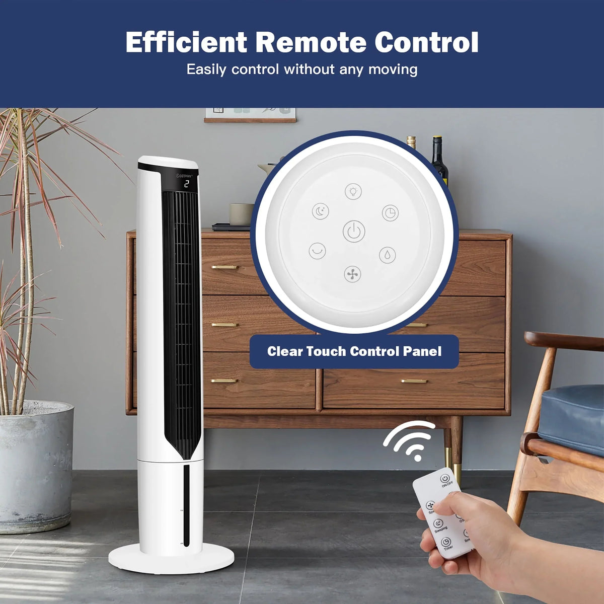 Costway 3-In-1 Evaporative Air Cooler 41'' Portable Tower Fan Humidifier