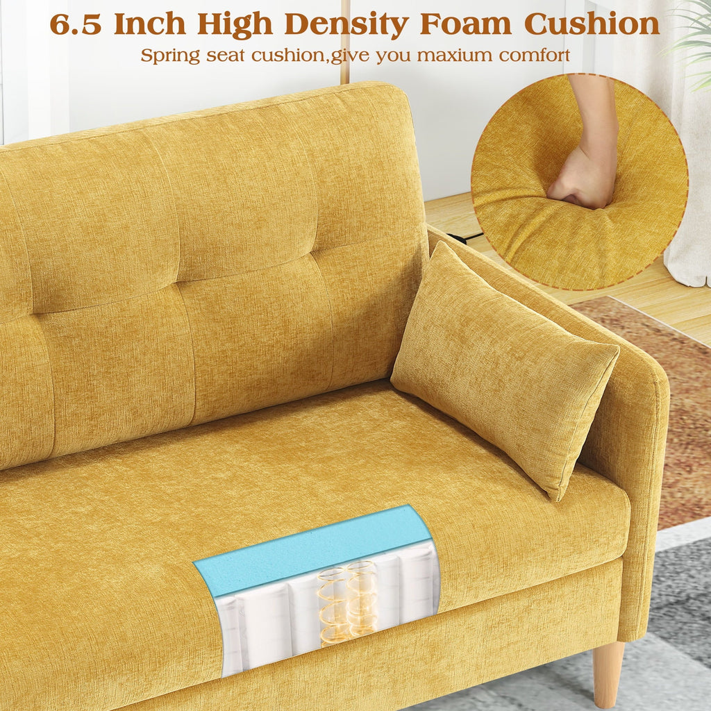 BedLuxury 47'' Wide LoveSeat, 2-seat Chenille sofa with 2 Pillows for Living Room and Small Spaces, Dark Grey