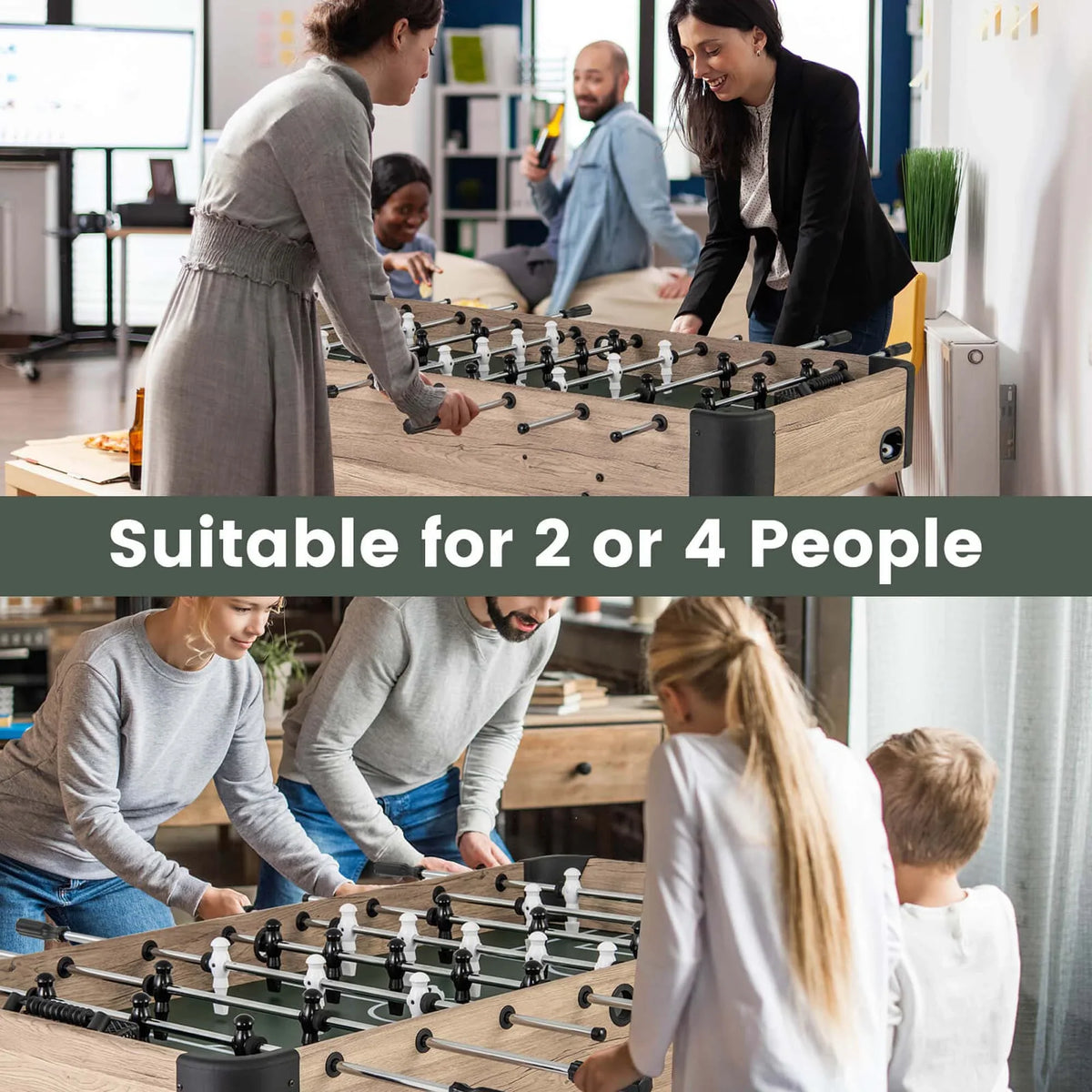 Costway 54" Foosball Table with 2 Balls & 26 Players 2 Bead Style Scorers for Game Rooms