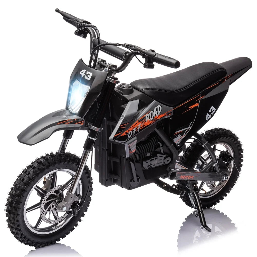 COZONY 36V Kids Electric Dirt Bike,15.5MPH Kids Electric Motorcycle W/ 350W Brushless Motor��LED lights, Air-Filled Tires, Leather Seat,Disc Brake,Max Load 175 Lbs,for Kids Ages 14+ Teenagers, Black