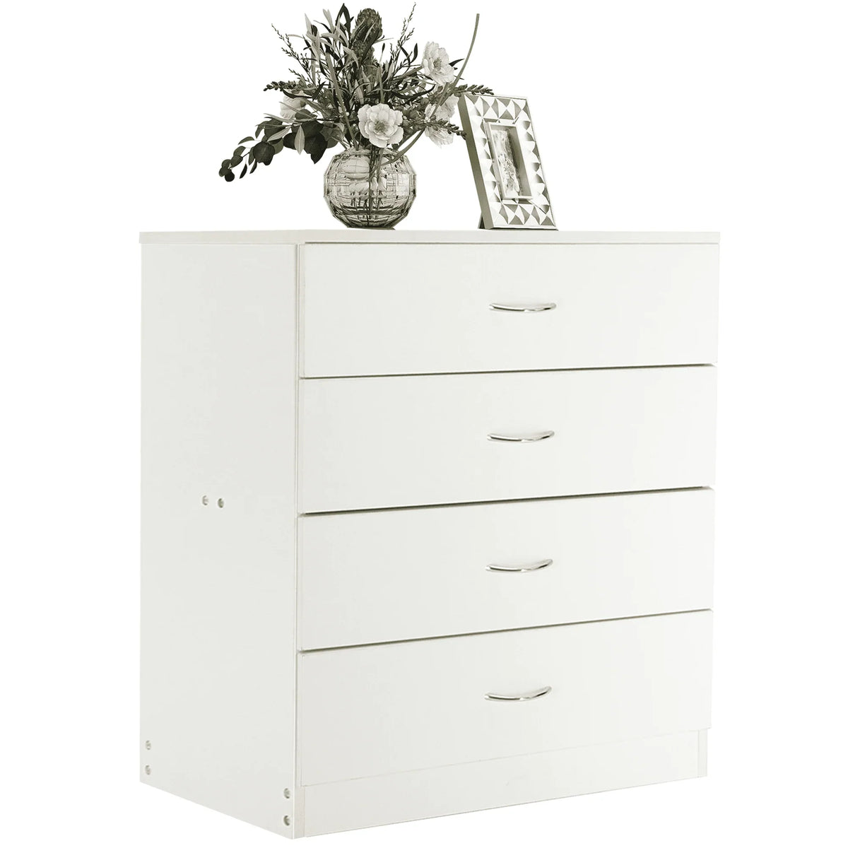 BTMWAY 4 Drawers Chest of Drawers, Wooden Chest of Drawers Storage Cabinet, Heavy Duty Wood Dresser Chest Cabinet for Bedroom, 25.98'' x 14'' x 22.05'', White
