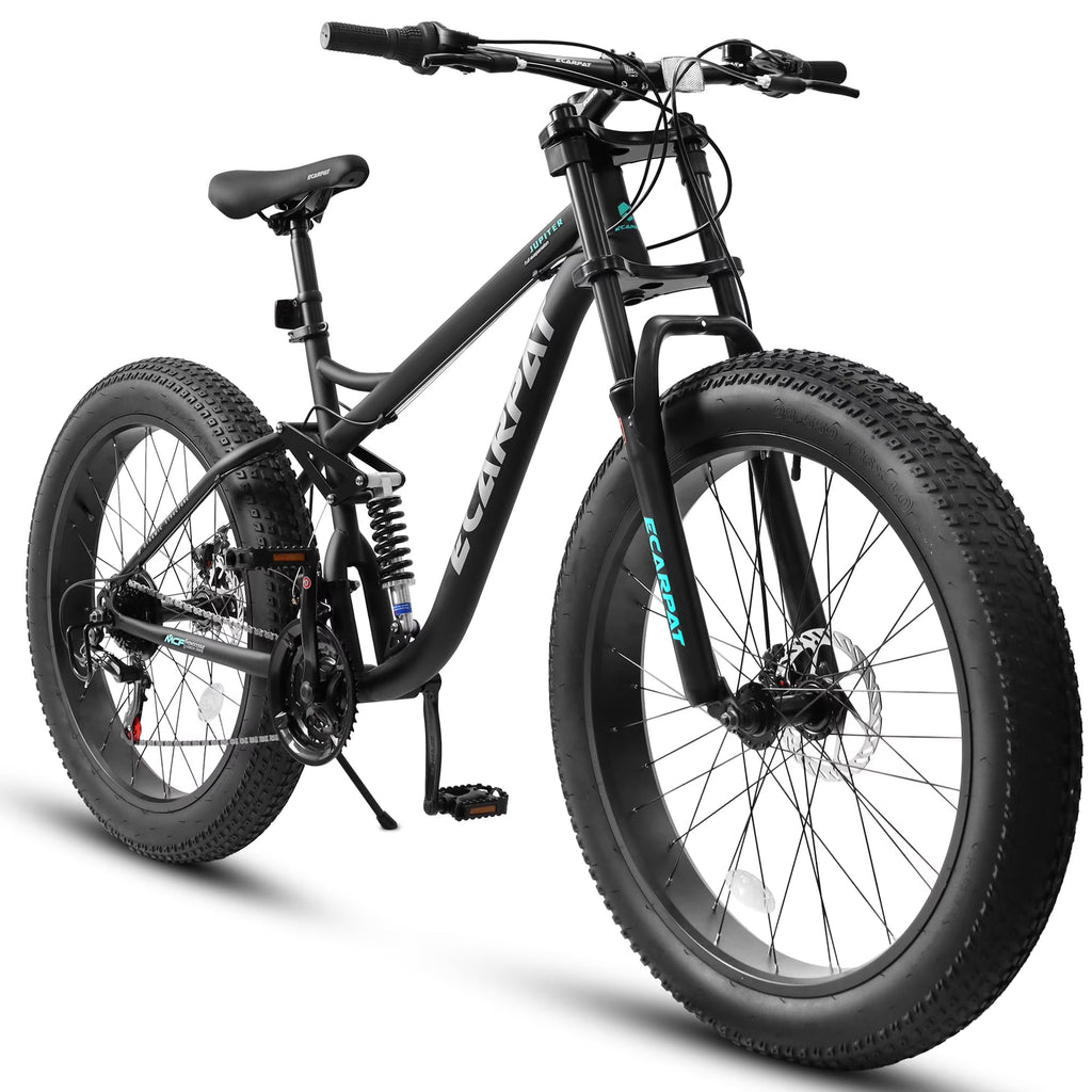 Ambifirner 26" Fat Tire Mountain Bike with Full Suspension - 4" Wide All-Terrain Tires & Shimano 21-Speed Drivetrain - Outdoor Bike for Men/Women 85% Pre-Assembled Durable Design