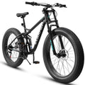 Ambifirner 26" Fat Tire Mountain Bike with Full Suspension - 4" Wide All-Terrain Tires & Shimano 21-Speed Drivetrain - Outdoor Bike for Men/Women 85% Pre-Assembled Durable Design