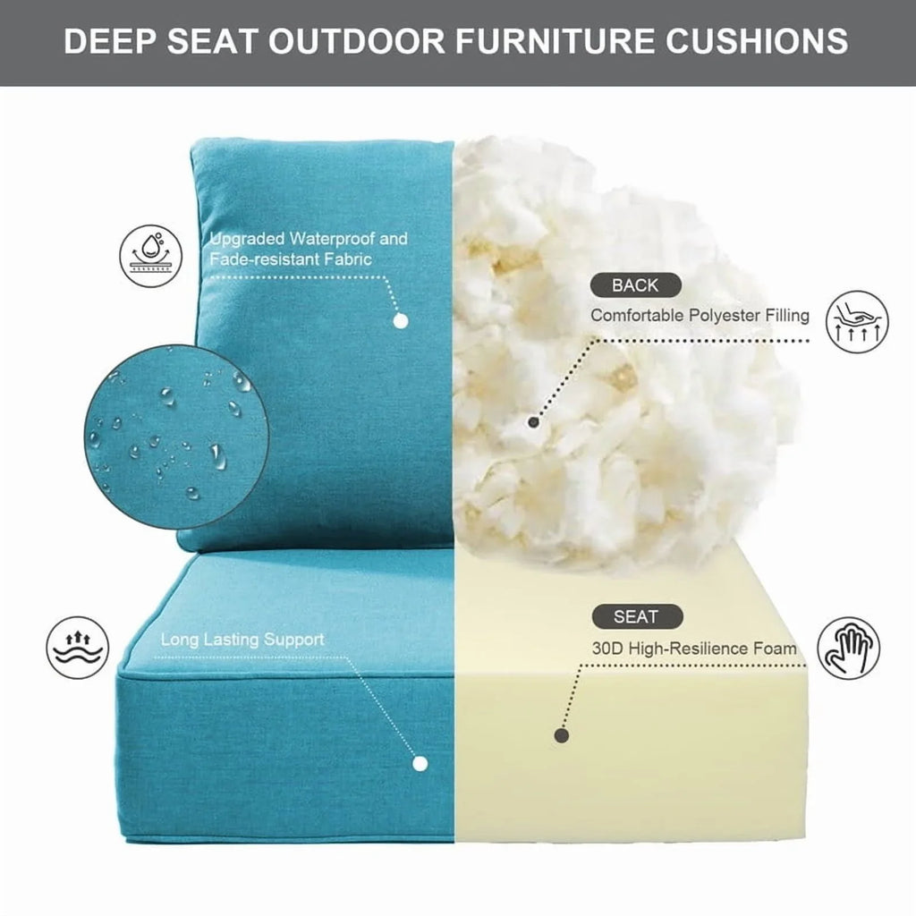 Bellefurn Outdoor Deep Seat Cushion 24 X 24 X 6 inch for Patio Furniture,Outdoor Chair Cushions Waterproof & Fade Resistant Patio Furniture Cushions for Wicker Chair, Sofa, Couch