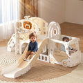 XJD 10 in 1 Toddler Slide, Kids Slide for Toddlers Age 1-3, Toddler Play Climber Slide Playset with Basketball Hoop and Ball, Toddlers Outdoor Indoor Playground(Beige+Coffee)