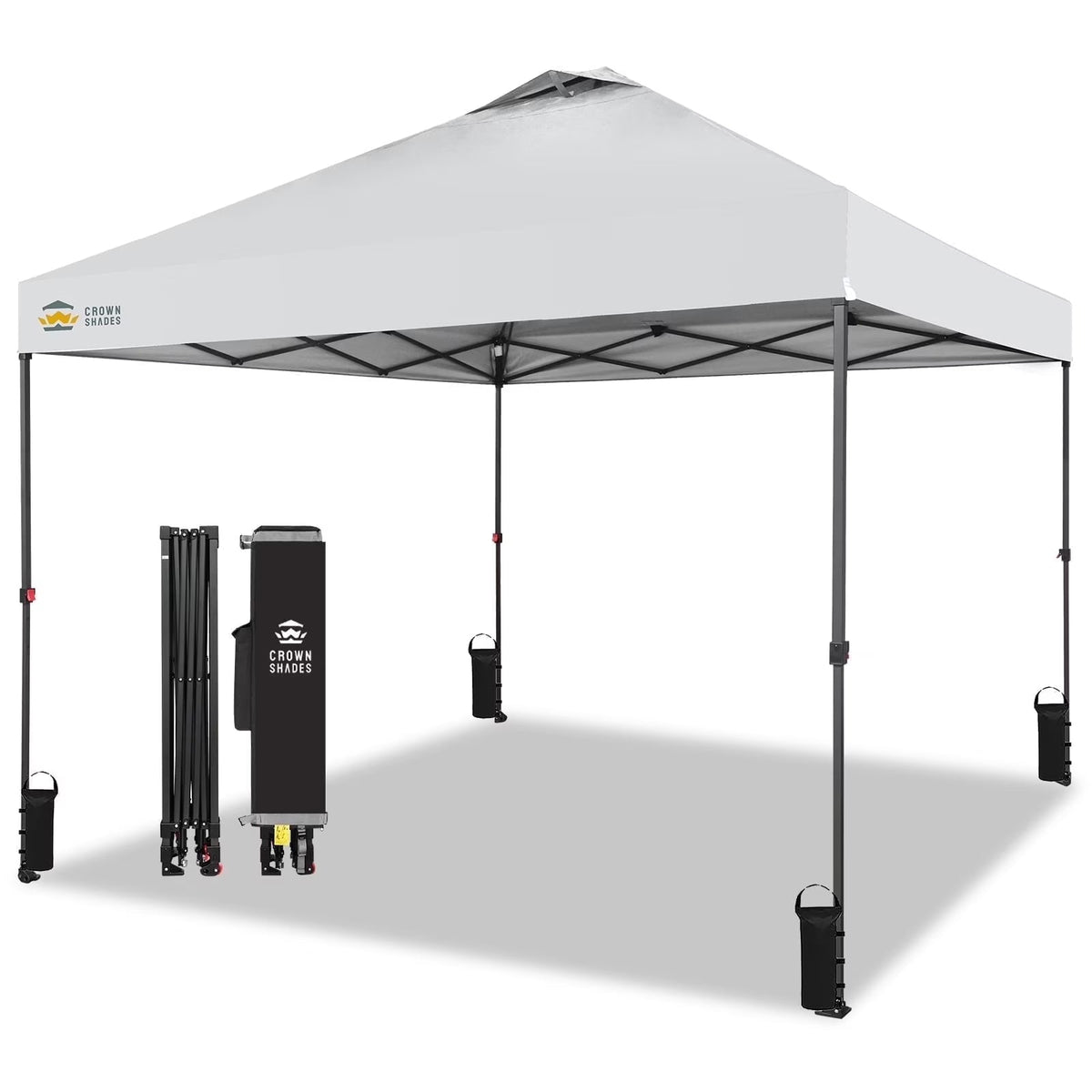 CROWN SHADES 8x8 Pop Up Canopy with One Push Setup Easy Outdoor Sun Shade for Events Parties Camping Forest Green