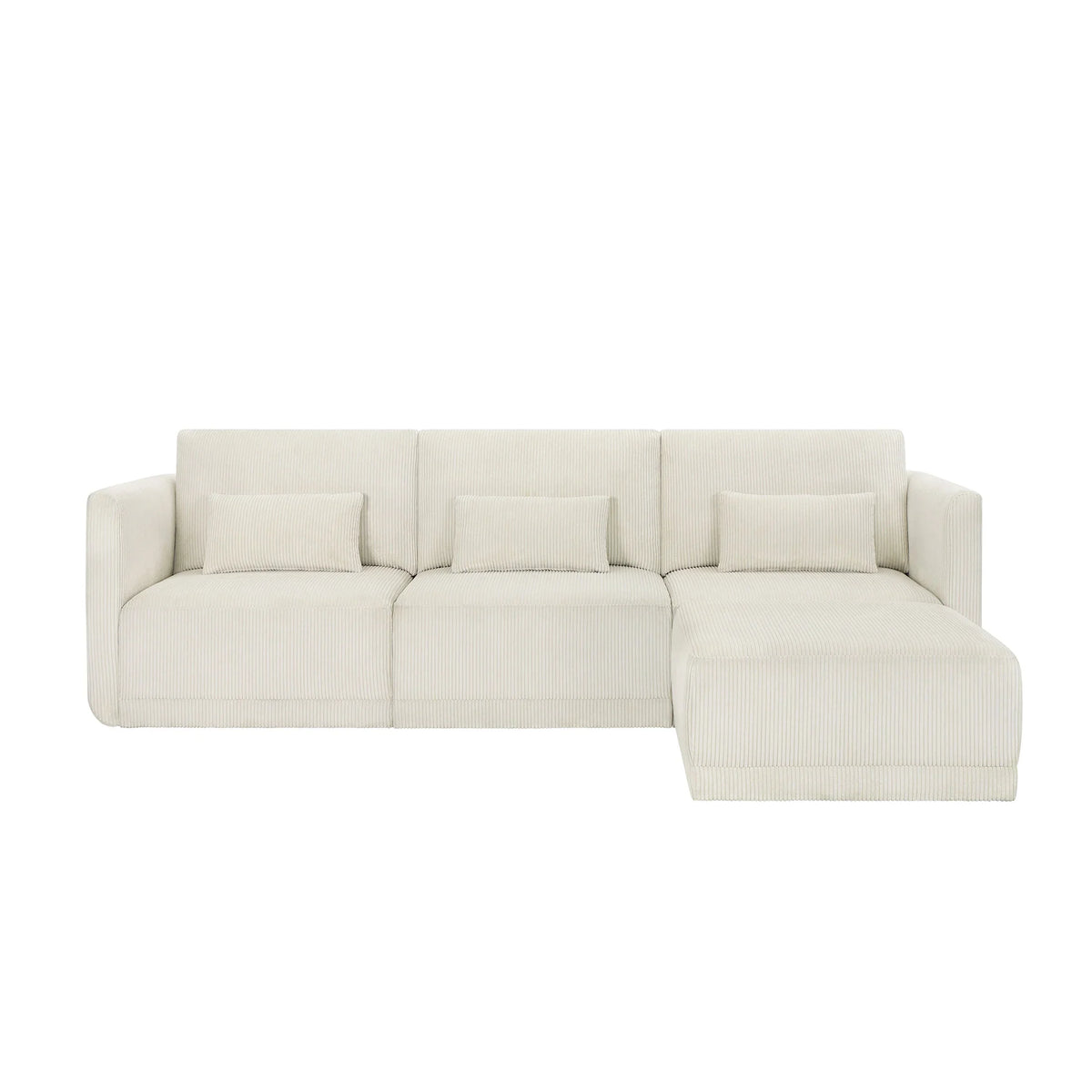 Beautiful Drew Modular Sectional Sofa with Ottoman by Drew Barrymore, Gray Fabric