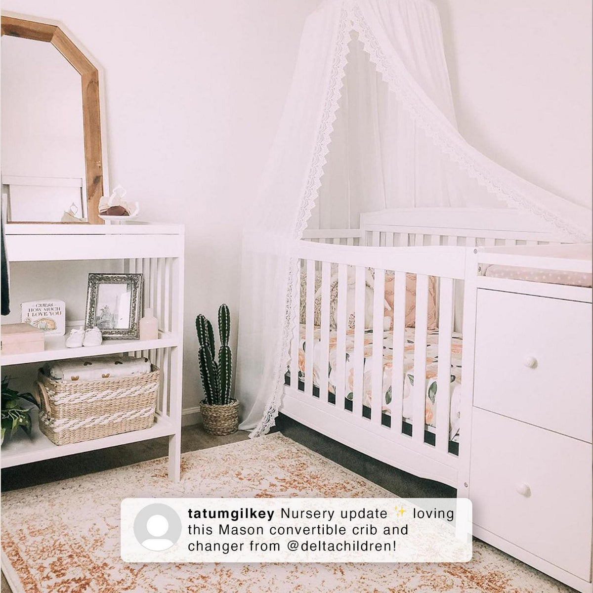 Delta Children Mason 6-in-1 Convertible Crib and Changer. Gray