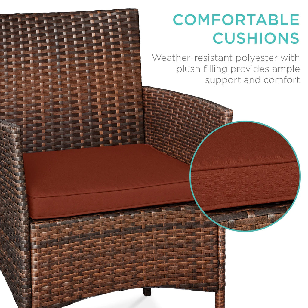 Best Choice Products 3-Piece Outdoor Wicker Conversation Patio Bistro Set, w/ 2 Chairs, Table - Gray/Navy