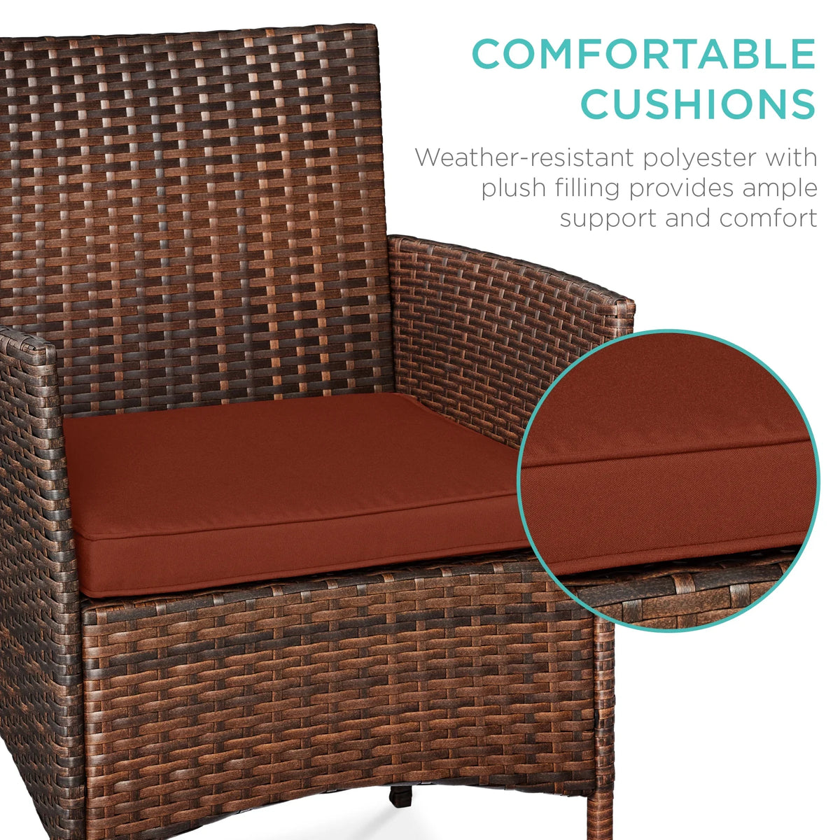 Best Choice Products 3-Piece Outdoor Wicker Conversation Patio Bistro Set, w/ 2 Chairs, Table - Gray/Navy