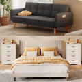 Bedroom Furniture Set - Includes Queen Bed Frame, 4-Drawer Dresser Set of 2 & 3 Seat Futon Sofa - Modern Storage Solution for Stylish Home Decor