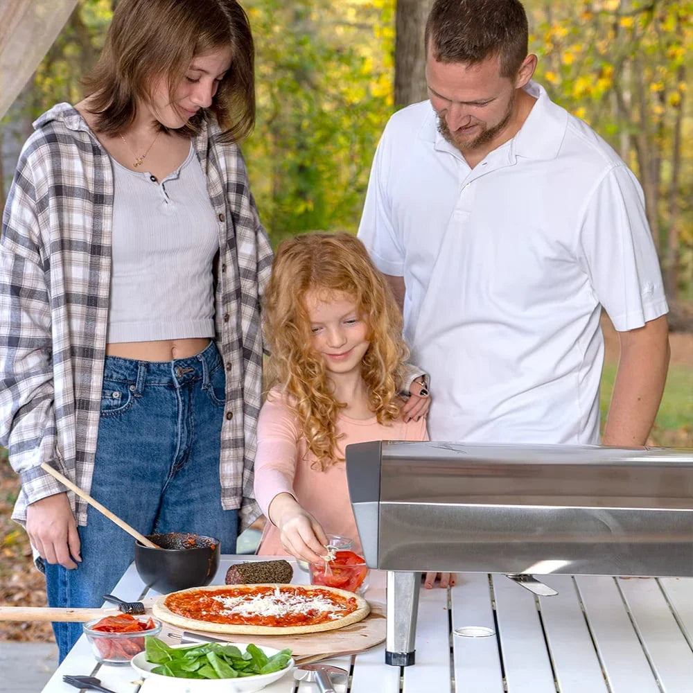 Deco Chef Outdoor Gas Pizza Oven, Portable Collapsible Design, Hassle-Free Self-Rotating Baking Stone, Accessories, Stainless Steel - (Open Box)