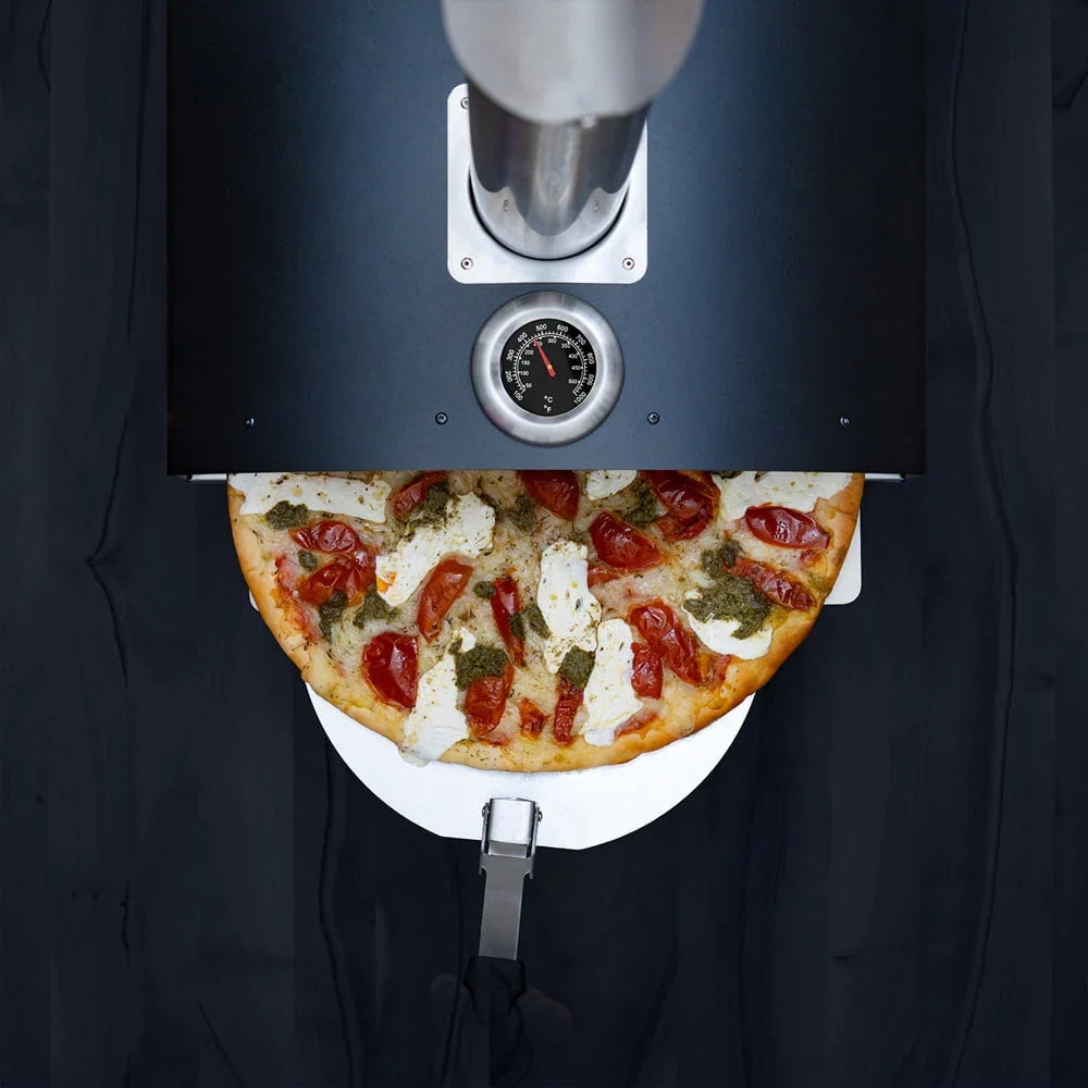 Deco Chef Outdoor Pizza Oven with 2-in-1 Pizza and Grill Oven Functionality, 13" Pizza Stone, 3-Layer Stainless Steel Construction, Pizza Peel, Dough Scraper, Scoop, Slotted Grill (Black) - (Open Box