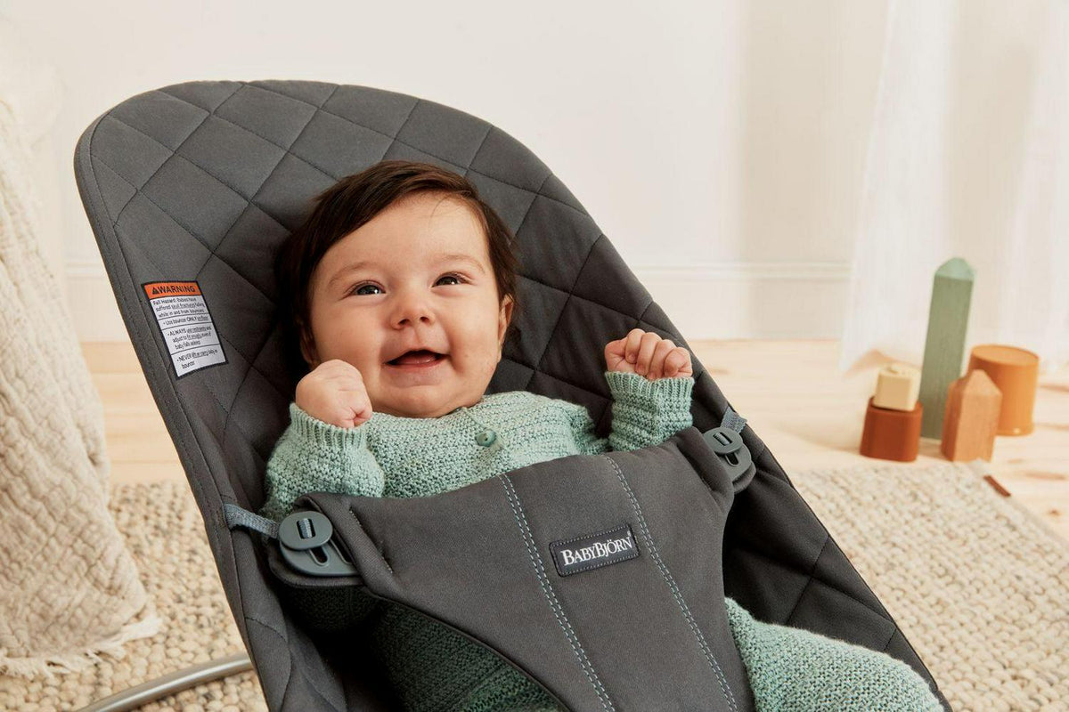 BabyBjorn Bouncer Bliss Baby Bouncers with Cotton. Classic Quilt. Anthracite