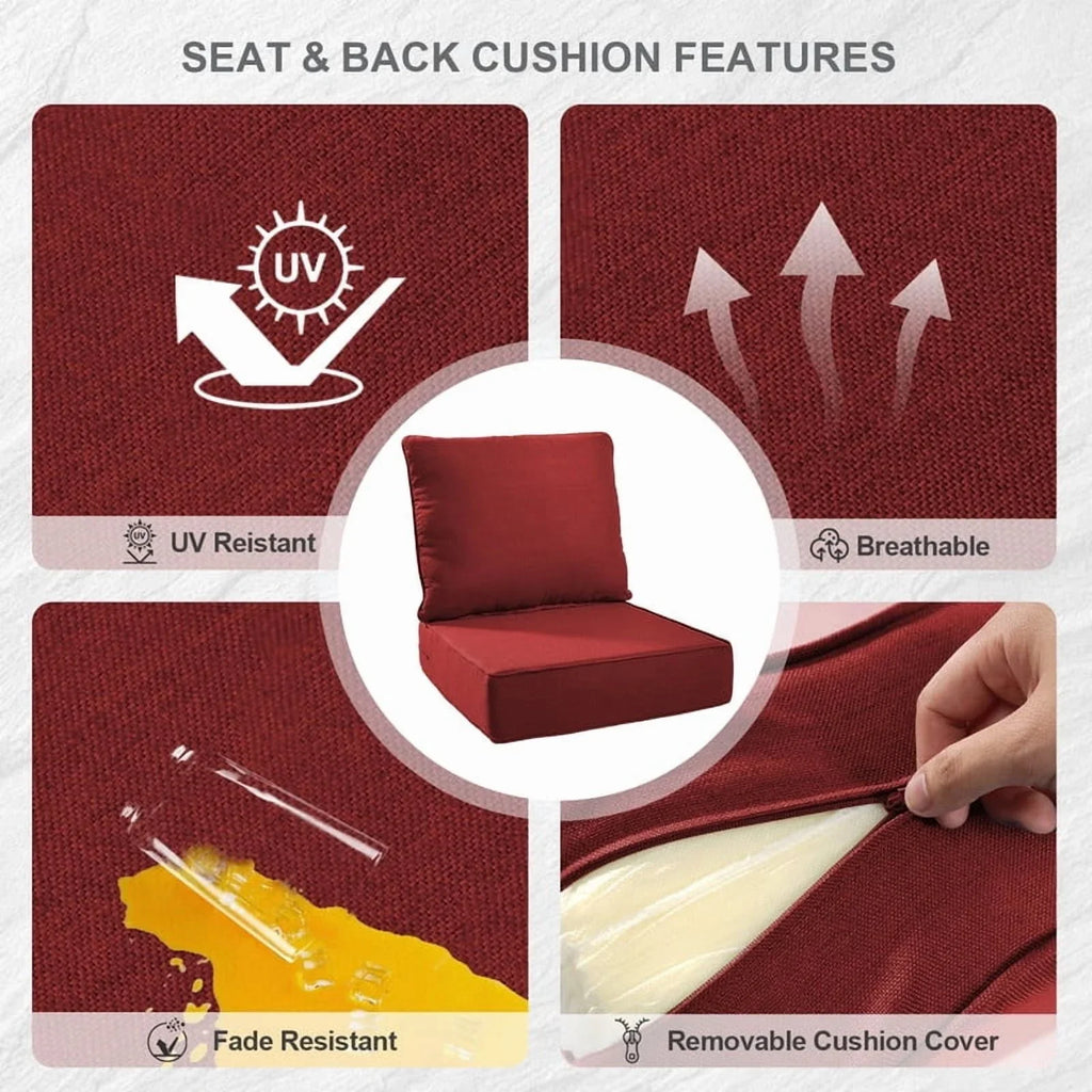 Bellefurn Outdoor Deep Seat Cushion 24 X 24 X 6 inch for Patio Furniture,Outdoor Chair Cushions Waterproof & Fade Resistant Patio Furniture Cushions for Wicker Chair, Sofa, Couch