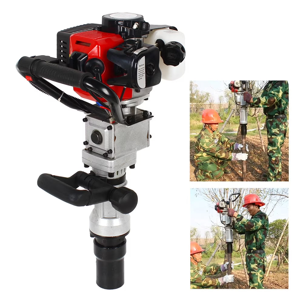 Anqidi 2 Stroke 32.7CC T-Post Driver Piledriver Gas Powered Garden Farm Fence Piling Machine 900W Gasoline Pile Driver Petrol Engine Hammer Push Pile Profession Kit