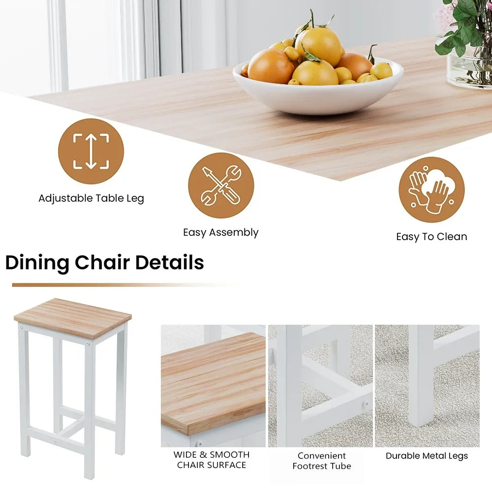 Counter Height Table Set of 5, Breakfast Bar Table and Stool Set, Minimalist Dining Table with Backless Stools, Wood Top Pub Table & Chair Set for Kitchen Apartment Bistro - Space Saving