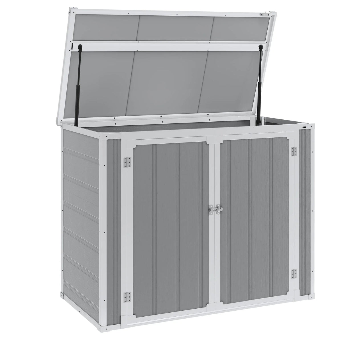 5'��3' Outdoor Storage Shed, Resin Storage Cabinet, Garden Tool Shed with Double Lockable Doors, Organizer Cabinet for Patio Yard, Gray