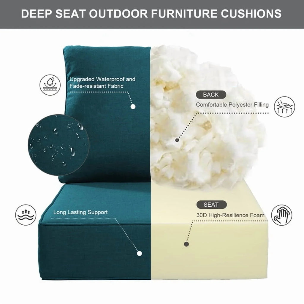 Bellefurn Outdoor Deep Seat Cushion 24 X 24 X 6 inch for Patio Furniture,Outdoor Chair Cushions Waterproof & Fade Resistant Patio Furniture Cushions for Wicker Chair, Sofa, Couch