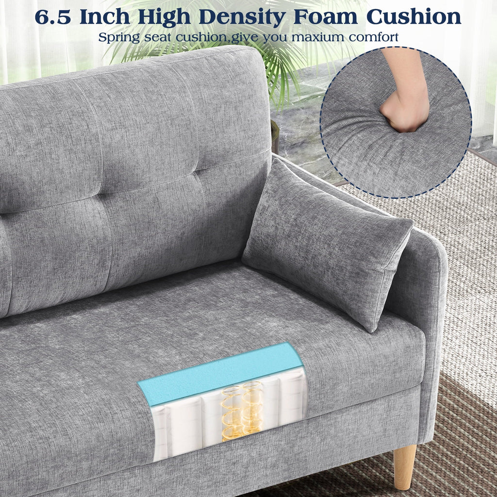 BedLuxury 47'' Wide LoveSeat, 2-seat Chenille sofa with 2 Pillows for Living Room and Small Spaces, Dark Grey