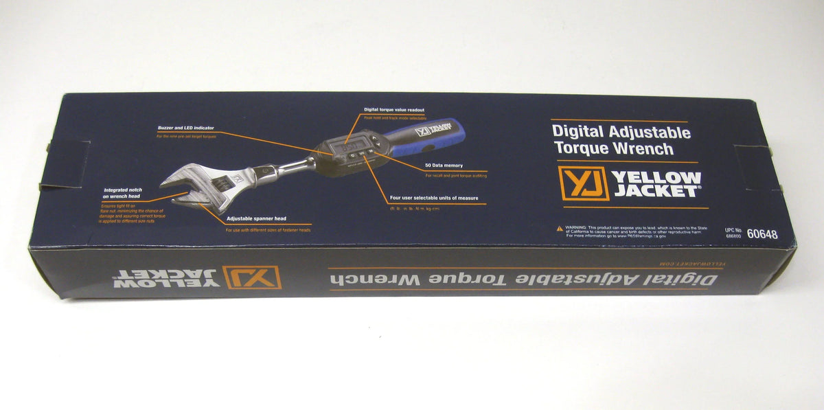 Yellow Jacket 60648 Digital Adjustable Torque Wrench 752 in-lb Torque 10.6 in
