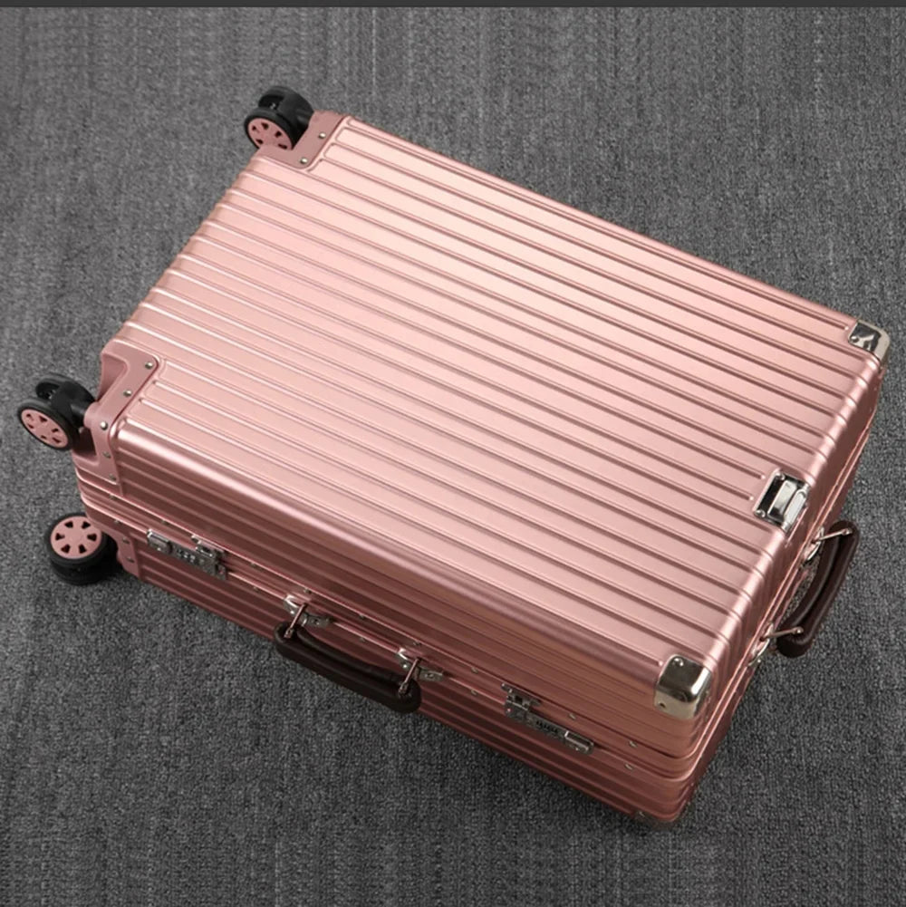 All Aluminum Magnesium Carry on Luggage Airline Approved, Hardside Carry on Suitcase with TSA Lock, Zipperless Luggage Checked Luggage Metal Rolling Luggage for Travel, Business
