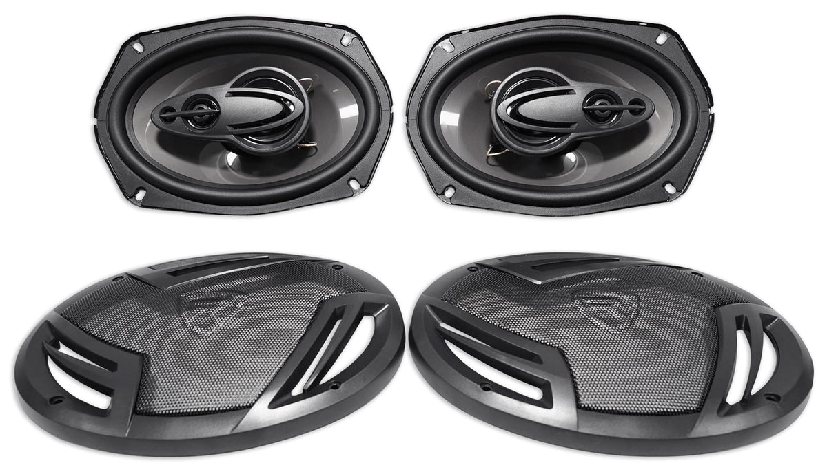 (4) Rockville RV69.4A 6x9" 1000w 4-Way Car Speakers+Quad Speaker Enclosure Box