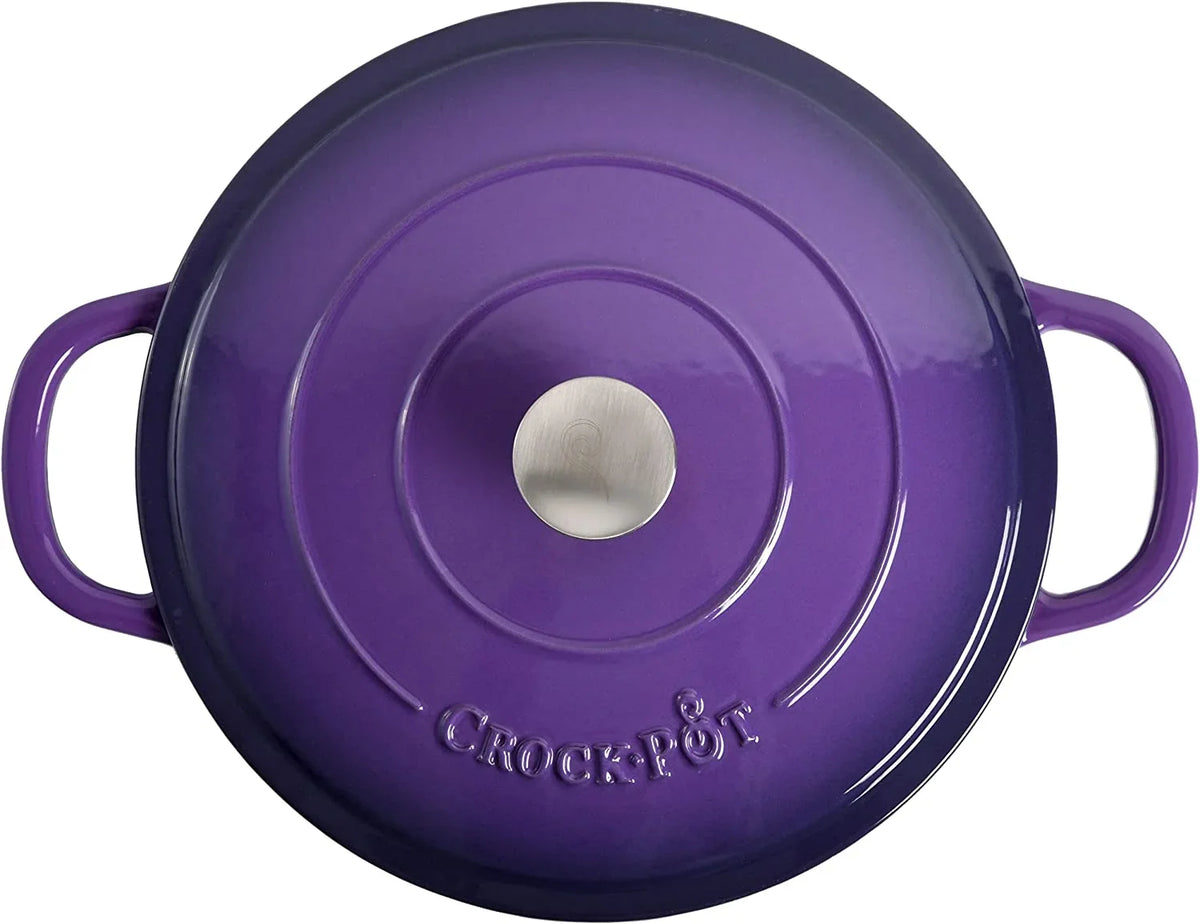 Crock-Pot Artisan 2 Piece 5 Quart Enameled Cast Iron Braiser with Lid in Lavender