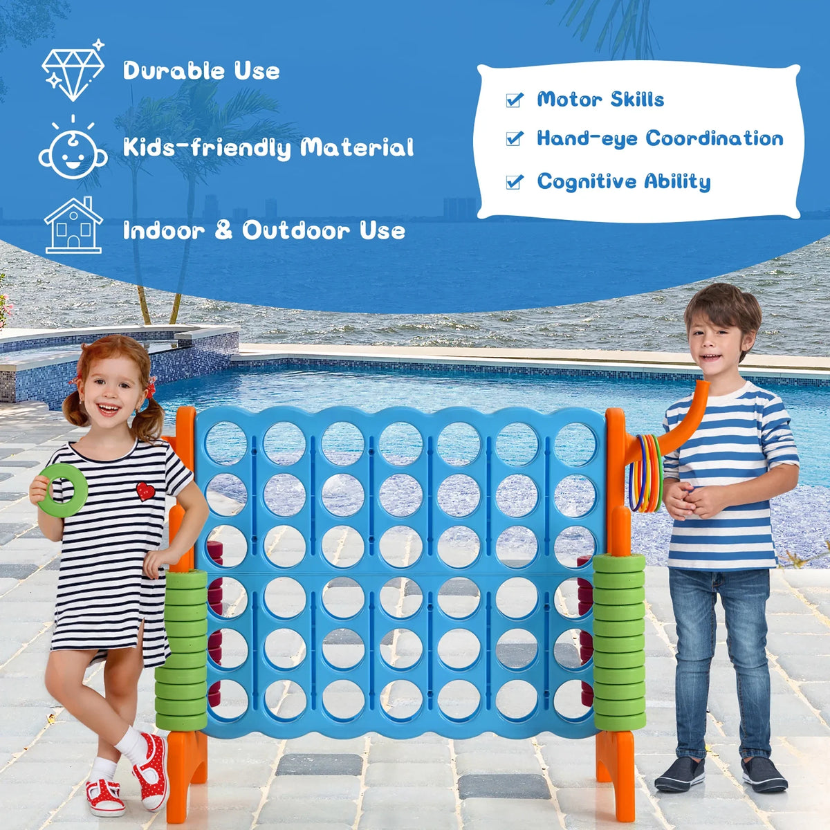 Costway Giant 4 in A Row Jumbo 4-to-Score Game Set W/Storage Carrying Bag for Kids Adult