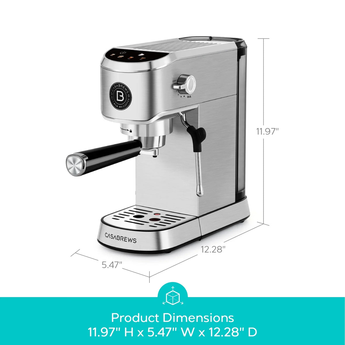 CASABREWS CM5418 Plus 20-Bar Semi-Automatic Espresso Machine & Coffee Maker with Steam Wand, Cold Brew Function, Stainless Steel, Silver