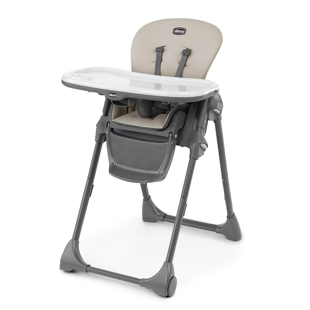 Chicco Polly Space-Saving Fold Easy Clean Highchair - Taupe (Beige). New