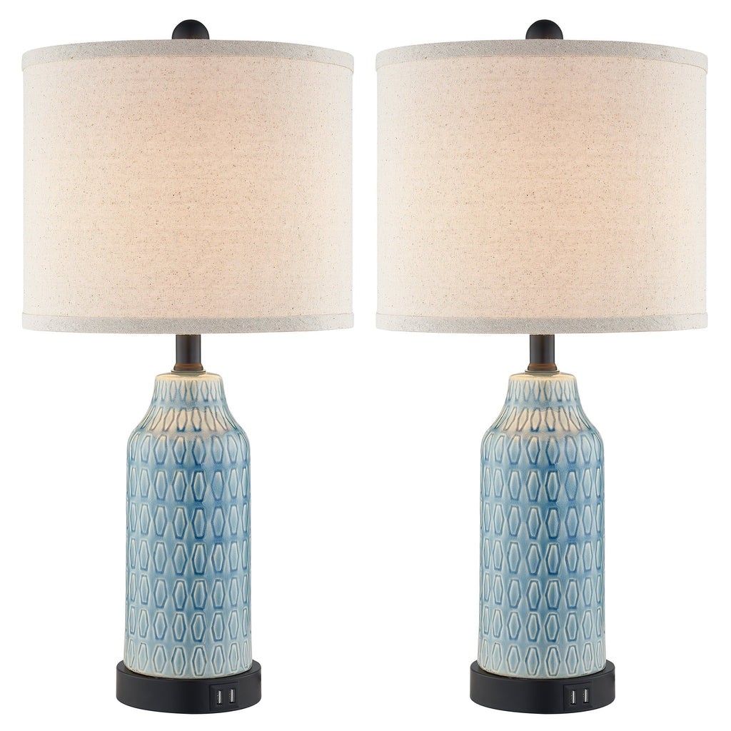 Cinkeda Table Lamp Set of 2 for Living Room Bedroom with USB Ports AC Outlet 3 Way Dimmable Touch Nightlight Farmhouse White Floral Nightstand Bedside Lamps
