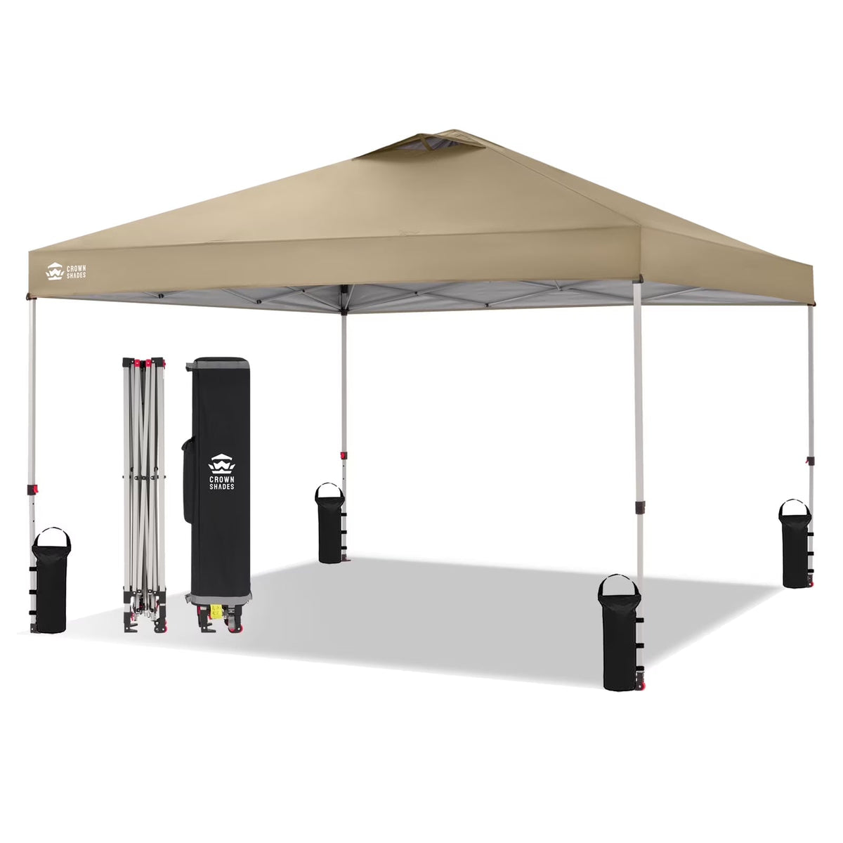 CROWN SHADES 8x8 Pop Up Canopy with One Push Setup Easy Outdoor Sun Shade for Events Parties Camping Forest Green