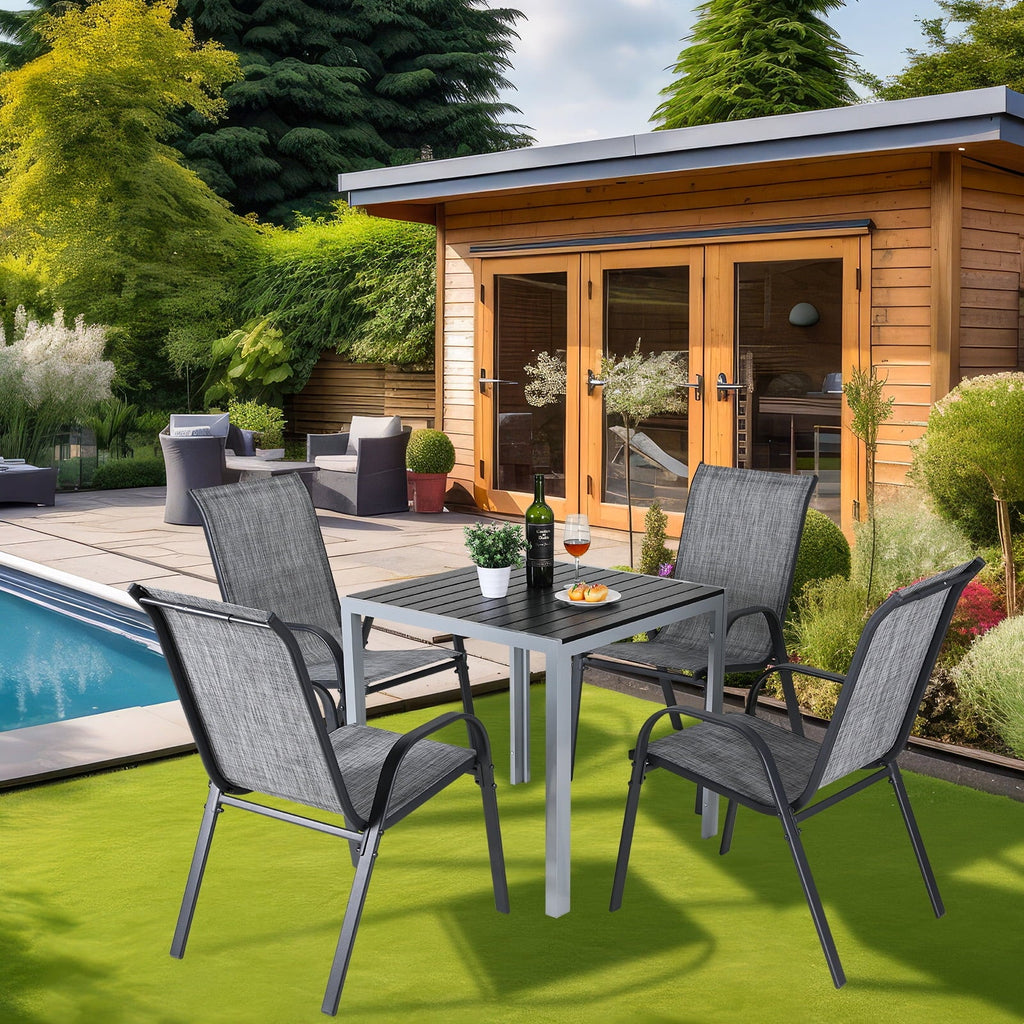 Arlopu 8Pcs Patio Dining Chairs Outdoor Stackable Armrest Chairs for Lawn Garden Backyard