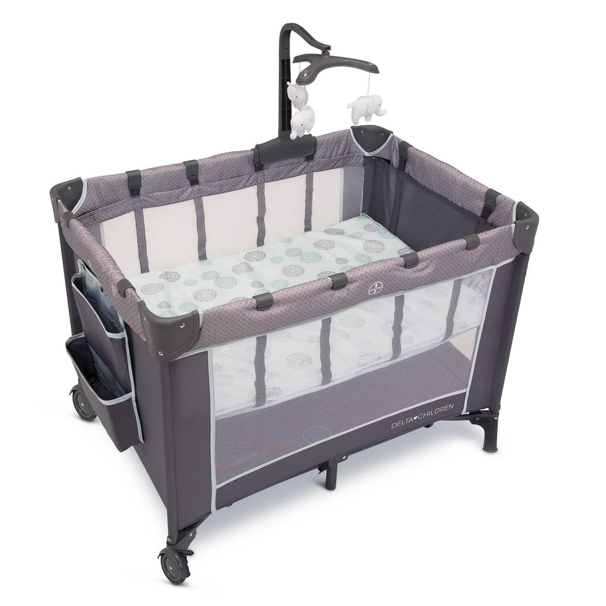Delta Children LX Deluxe Portable Baby Play Yard With Removable Bassinet and Changing Table. Eclipse