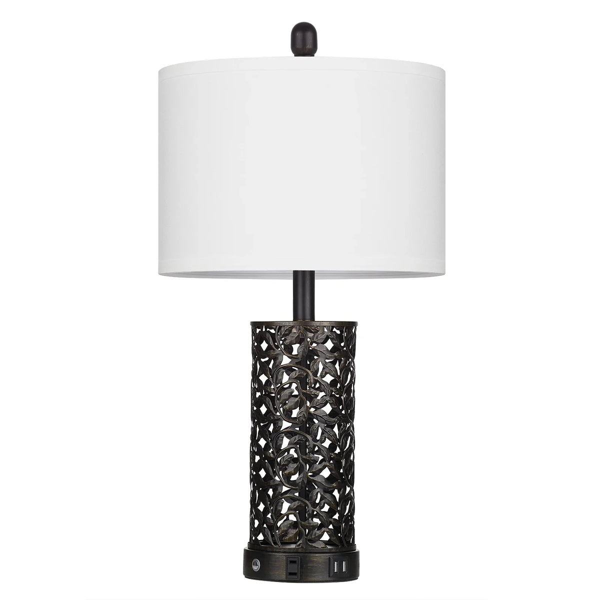 Cinkeda Table Lamp Set of 2 for Living Room Bedroom with USB Ports AC Outlet 3 Way Dimmable Touch Nightlight Farmhouse White Floral Nightstand Bedside Lamps