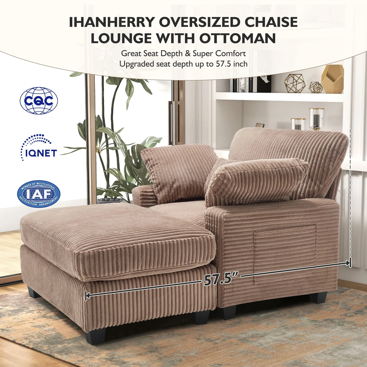 BedLuxury Oversized Accent Chair with Ottoman for Living Room,  Single Sleeper Sofa Armchair with 3 Pillows, Lounge Sofa Bed, Green
