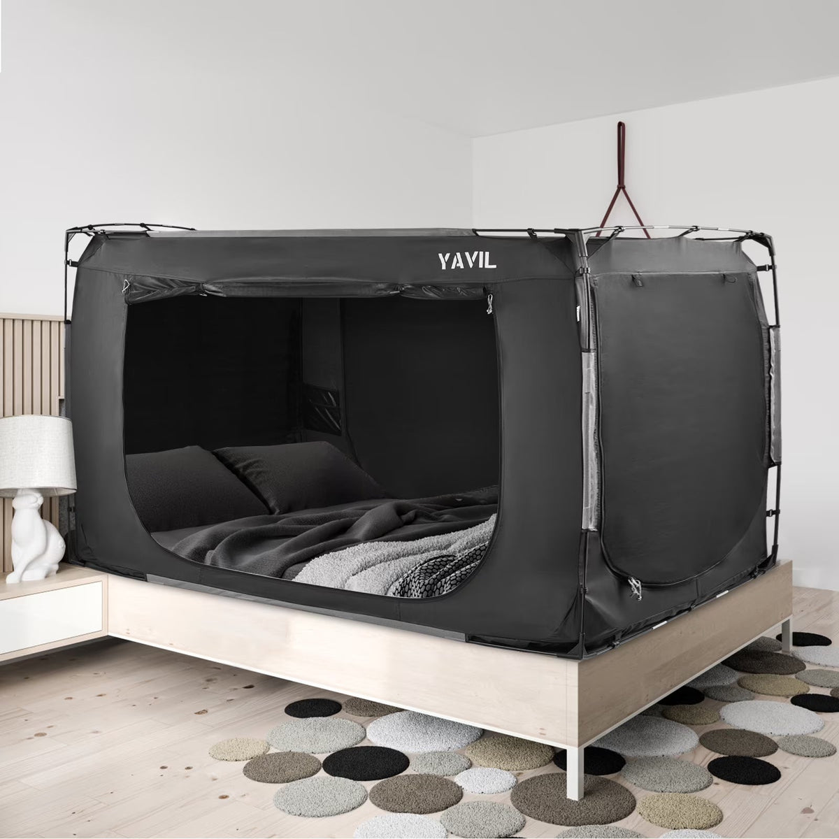 YAVIL Bed Tent Full Size Portable Pop up Privacy Sleeping 3 Doors Bed Tent Net 75 x 54 x 47in 10lb